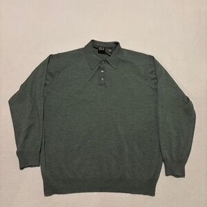 Jos A Bank Polo Shirts Size XL Olive Merino Wool Preppy Academia Long Sleeves